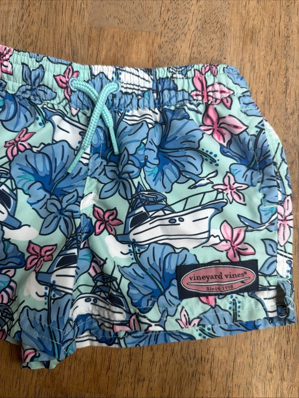 Vineyard Vines Blue & Pink Floral Boat Swim Shorts
